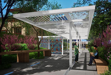 肇慶公園鋼結構廊架圖片加工定制單臂不銹鋼廊架