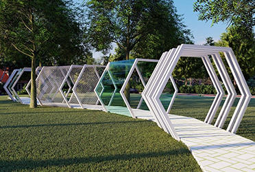秦皇島公園六邊形廊架長廊