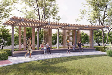 牡丹江公園景區(qū)仿木單臂景觀廊架廠家